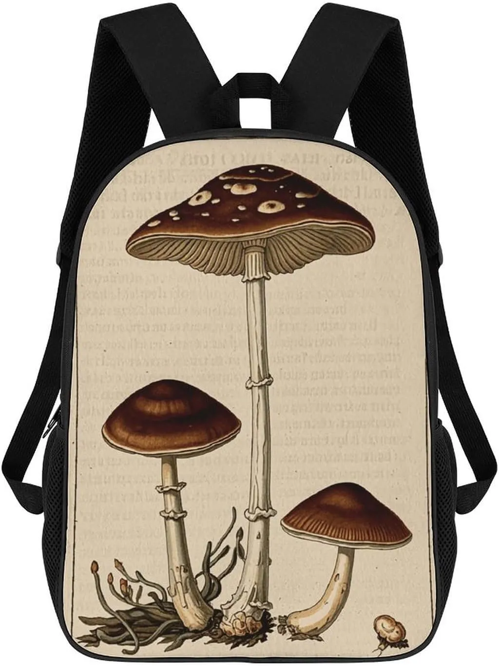 Casual Backpack for Men Women Waterproof Lightweight Daypack Travel Laptop Bag Vintage Fungus Plant Illustrations