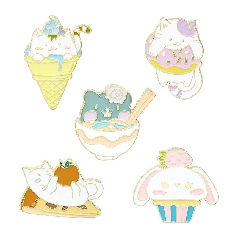 Cat Ice Cream Donut Pins