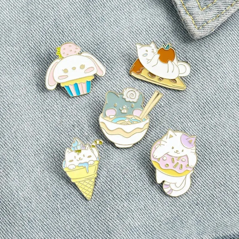 Cat Ice Cream Donut Pins
