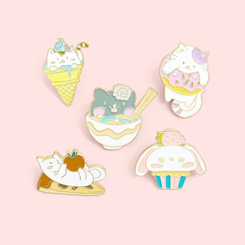 Cat Ice Cream Donut Pins