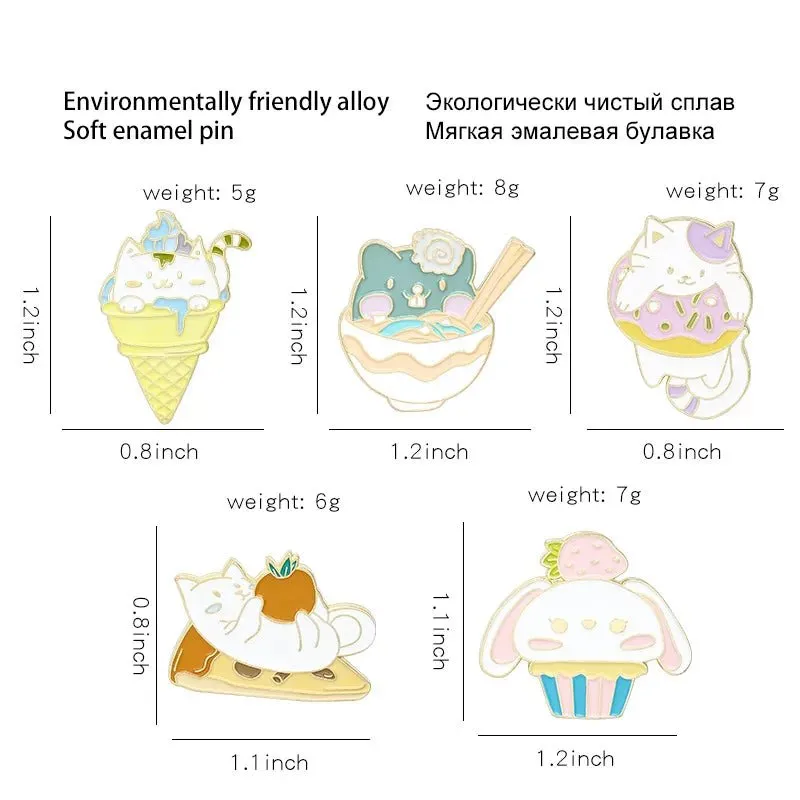 Cat Ice Cream Donut Pins