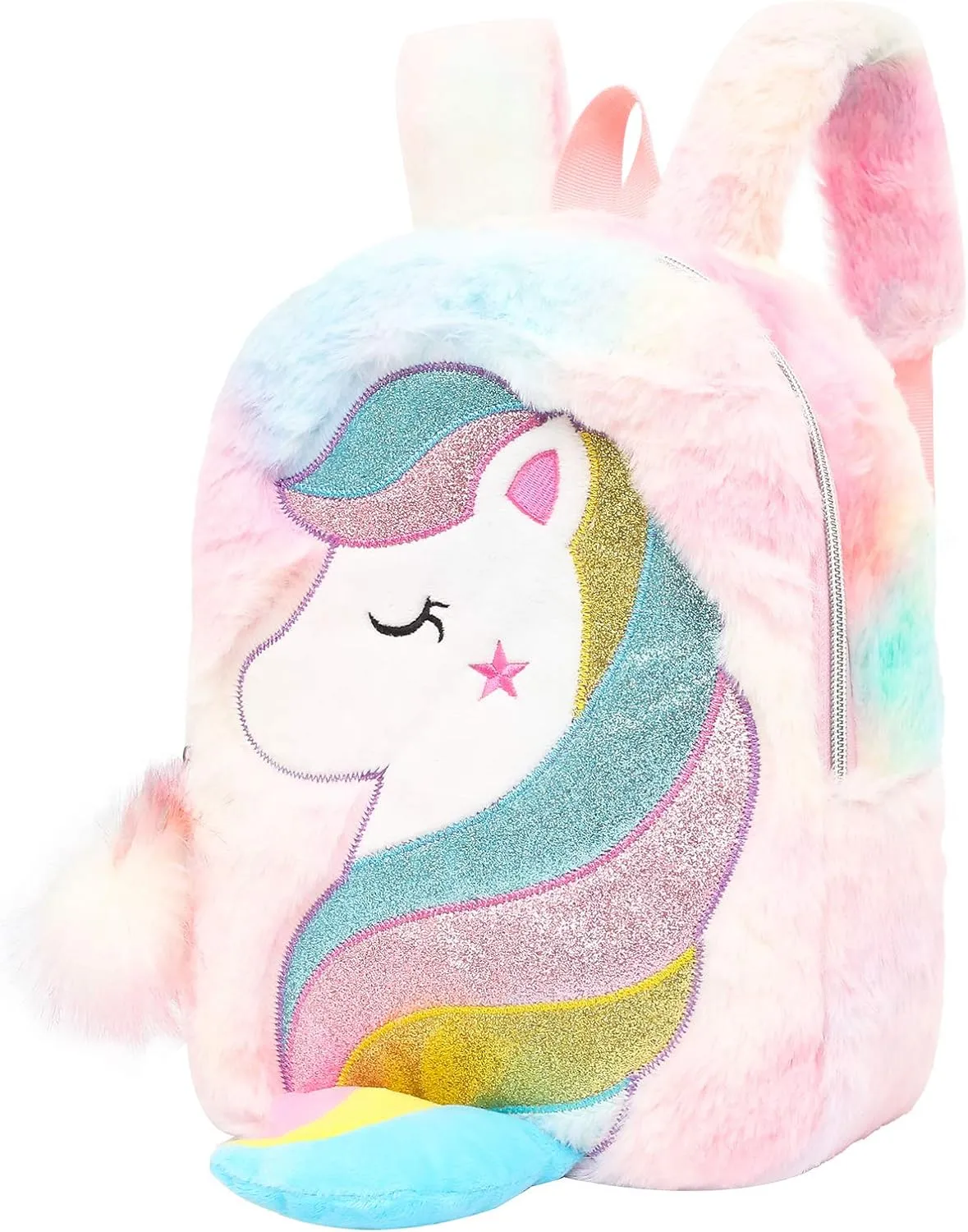CBOALOGR Cute Plush Unicorn Toddler Small Backpack Little Plush Bookbag for Girls 3 to 6 years old