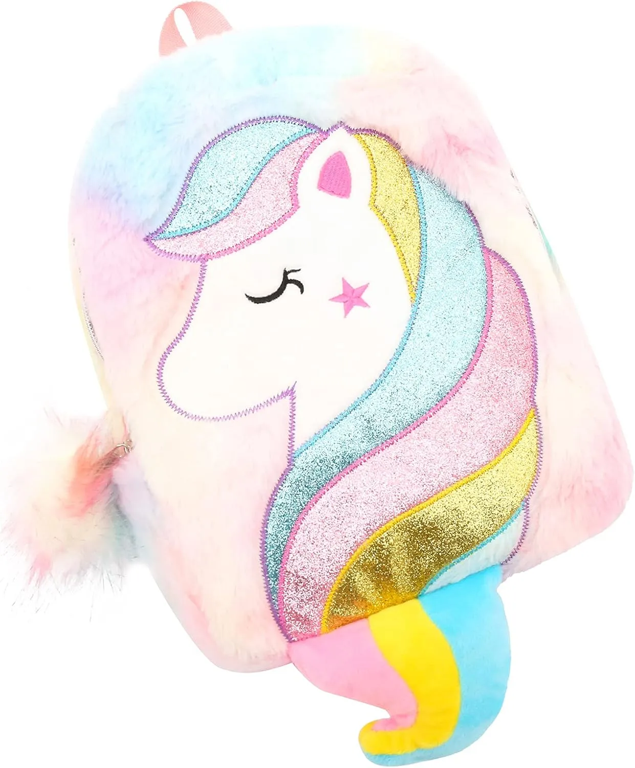 CBOALOGR Cute Plush Unicorn Toddler Small Backpack Little Plush Bookbag for Girls 3 to 6 years old