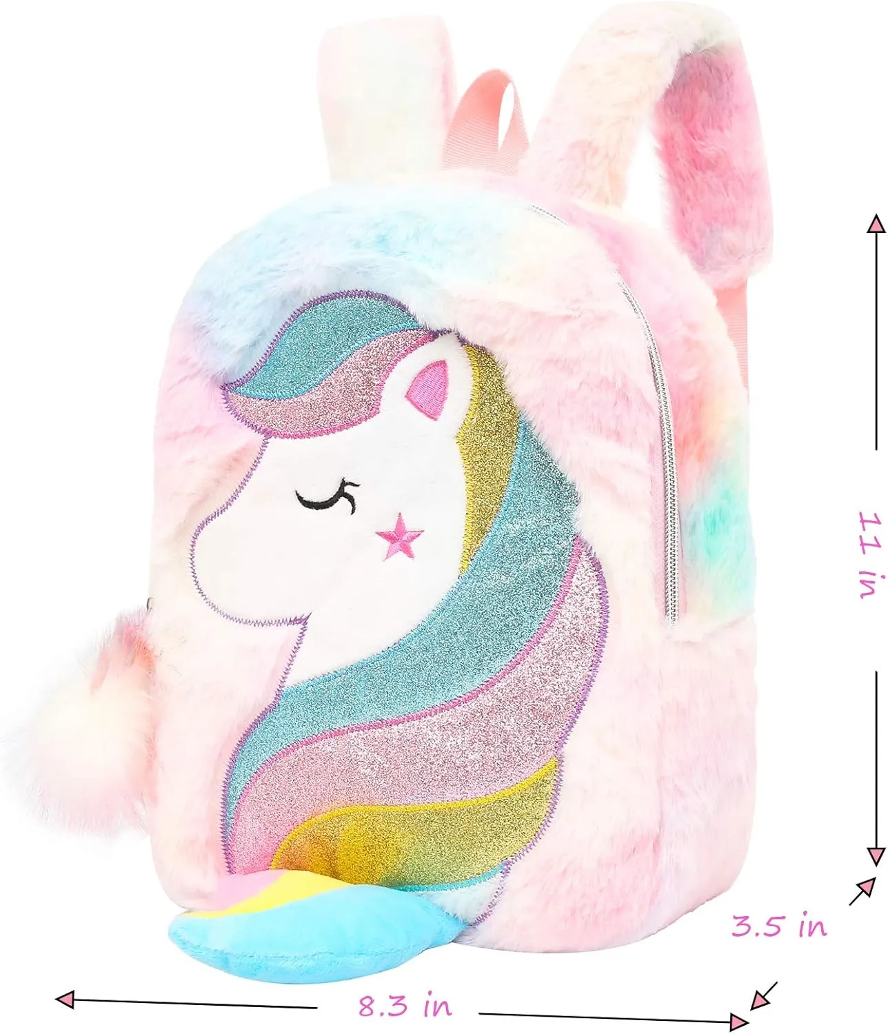 CBOALOGR Cute Plush Unicorn Toddler Small Backpack Little Plush Bookbag for Girls 3 to 6 years old