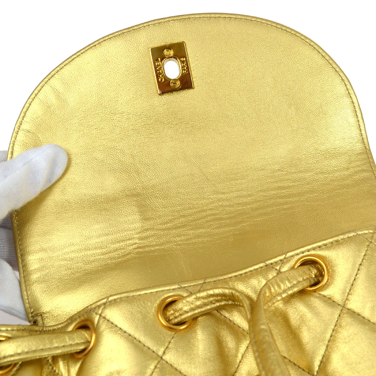 CHANEL 1991-1994 DUMA Backpack Medium Gold Lambskin