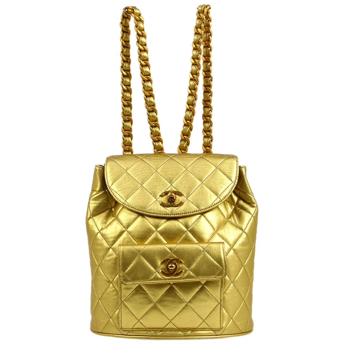 CHANEL 1991-1994 DUMA Backpack Medium Gold Lambskin