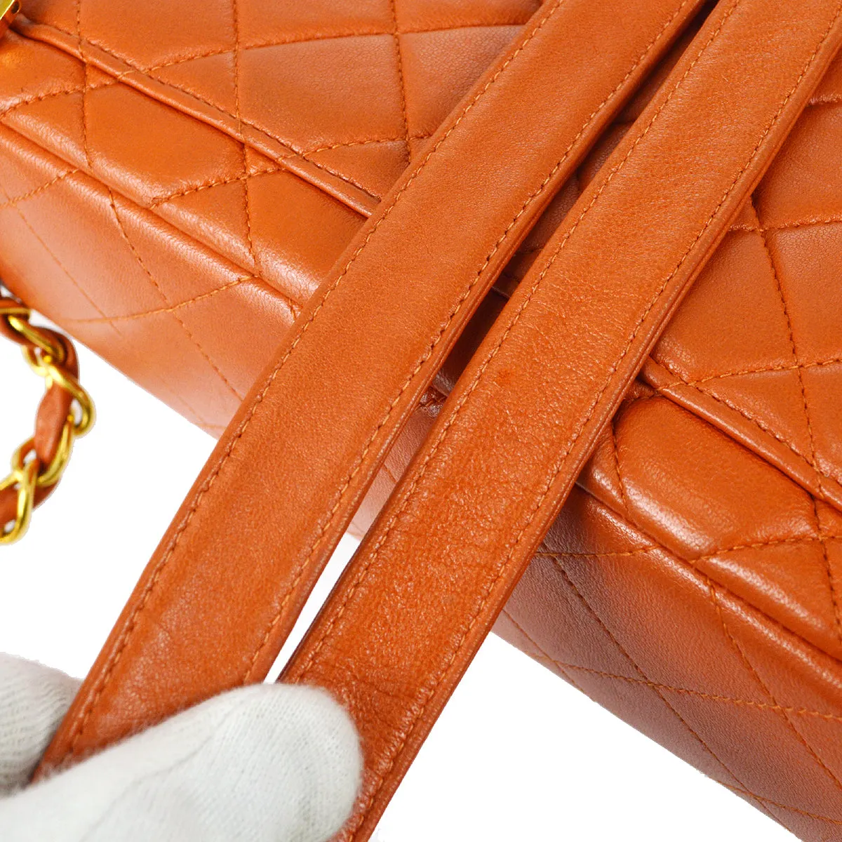 Chanel 1996-1997 Classic Flap Chain Backpack Orange Lambskin