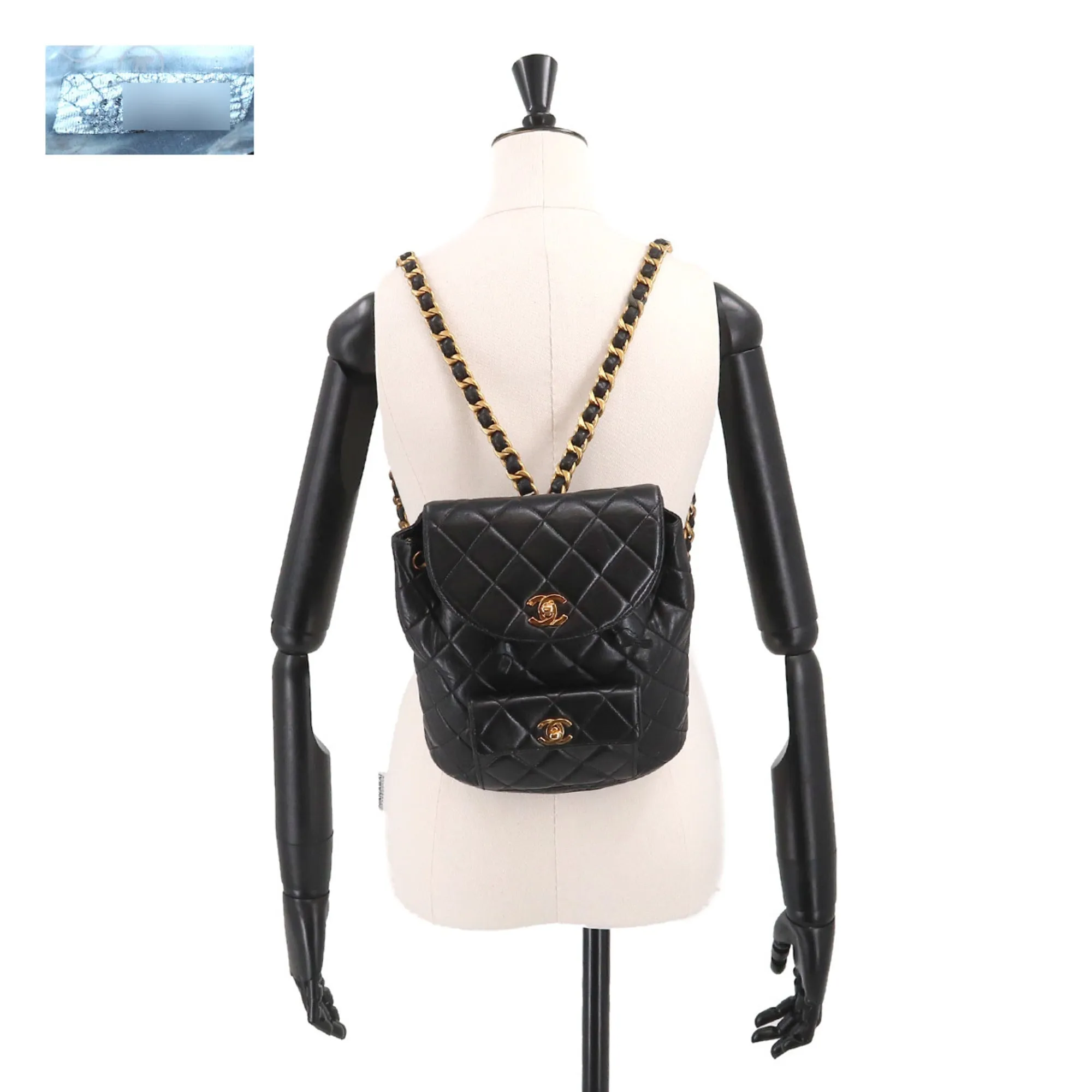 CHANEL Matelasse Chain Backpack Rucksack Leather Black Vintage Gold Hardware duma