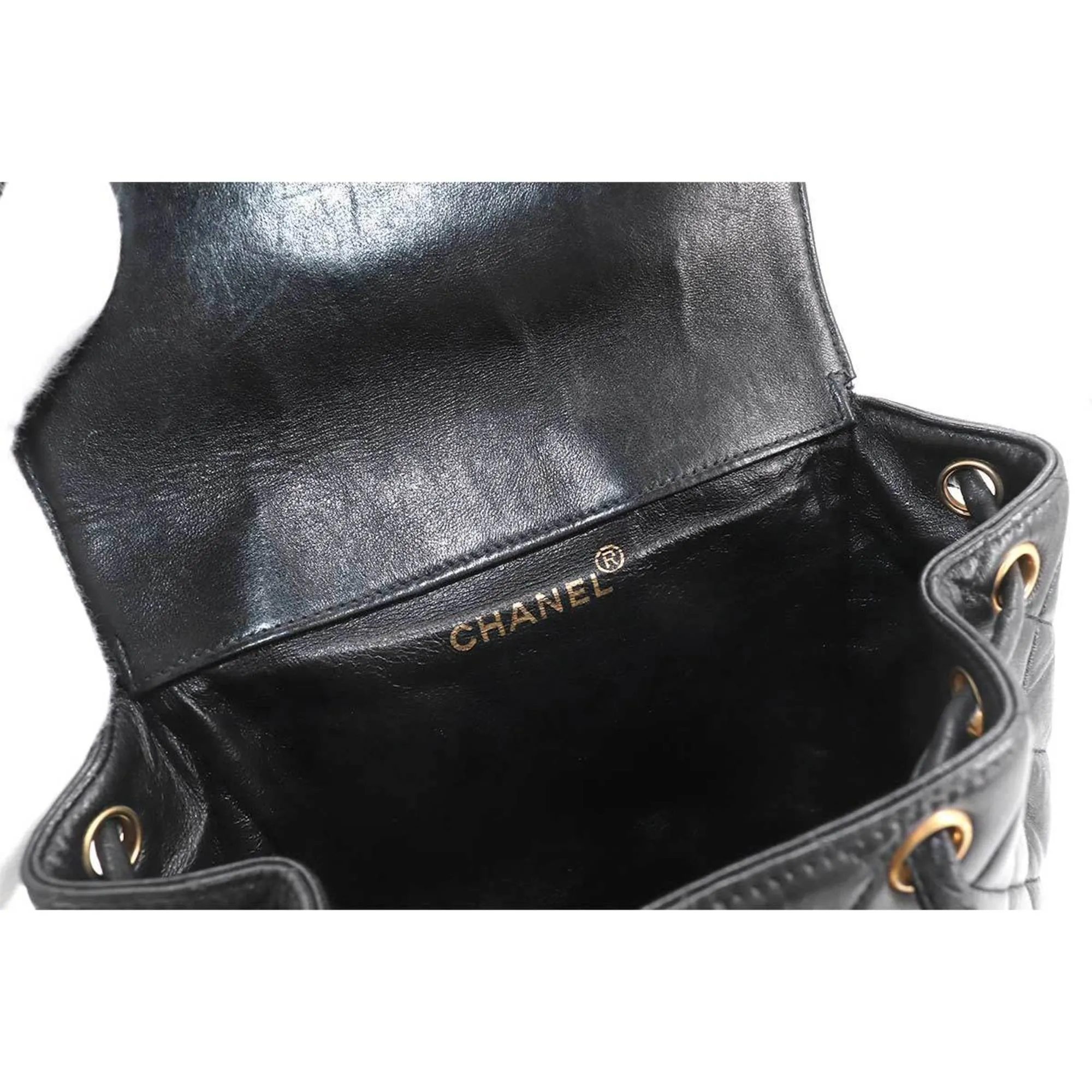CHANEL Matelasse Chain Backpack Rucksack Leather Black Vintage Gold Hardware duma