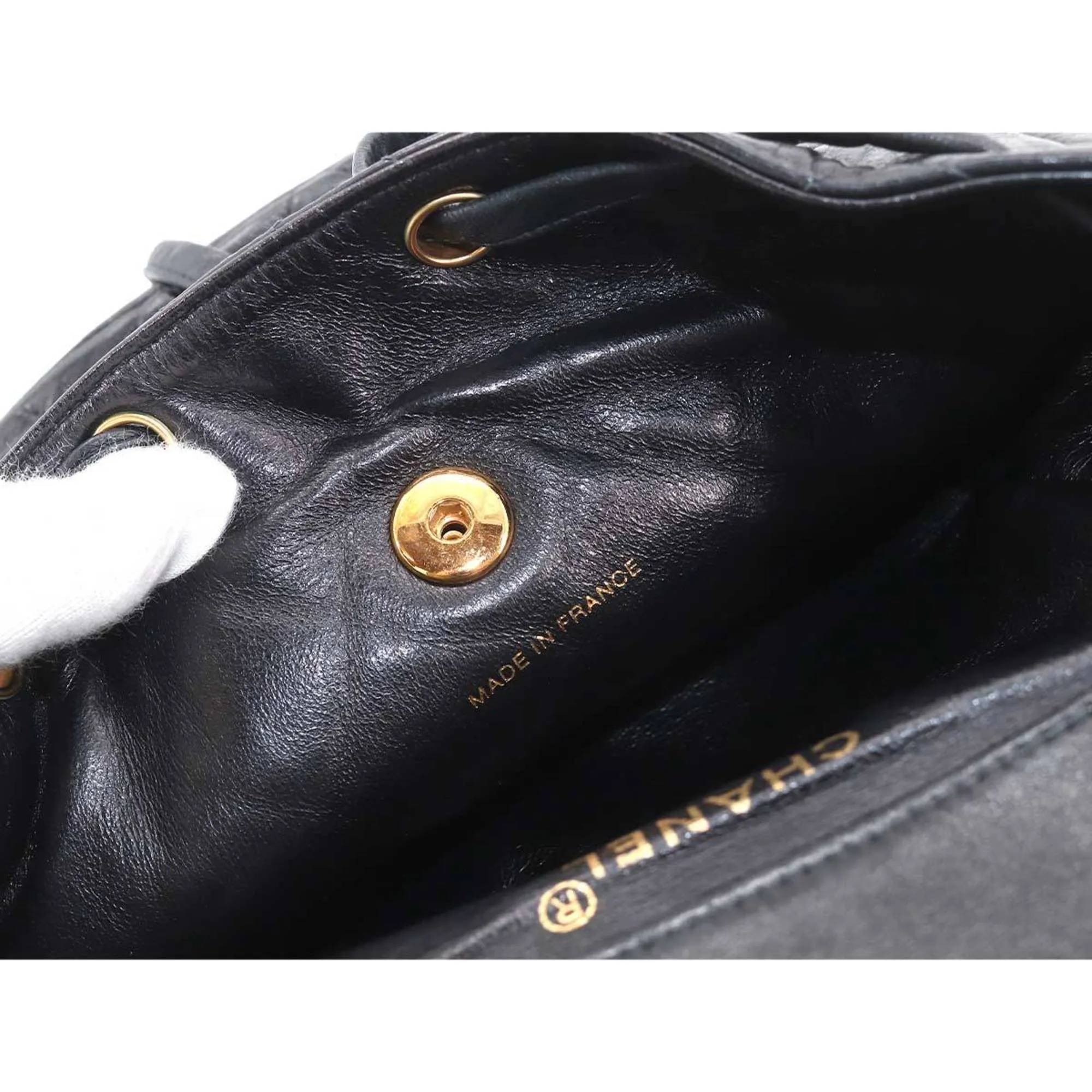 CHANEL Matelasse Chain Backpack Rucksack Leather Black Vintage Gold Hardware duma