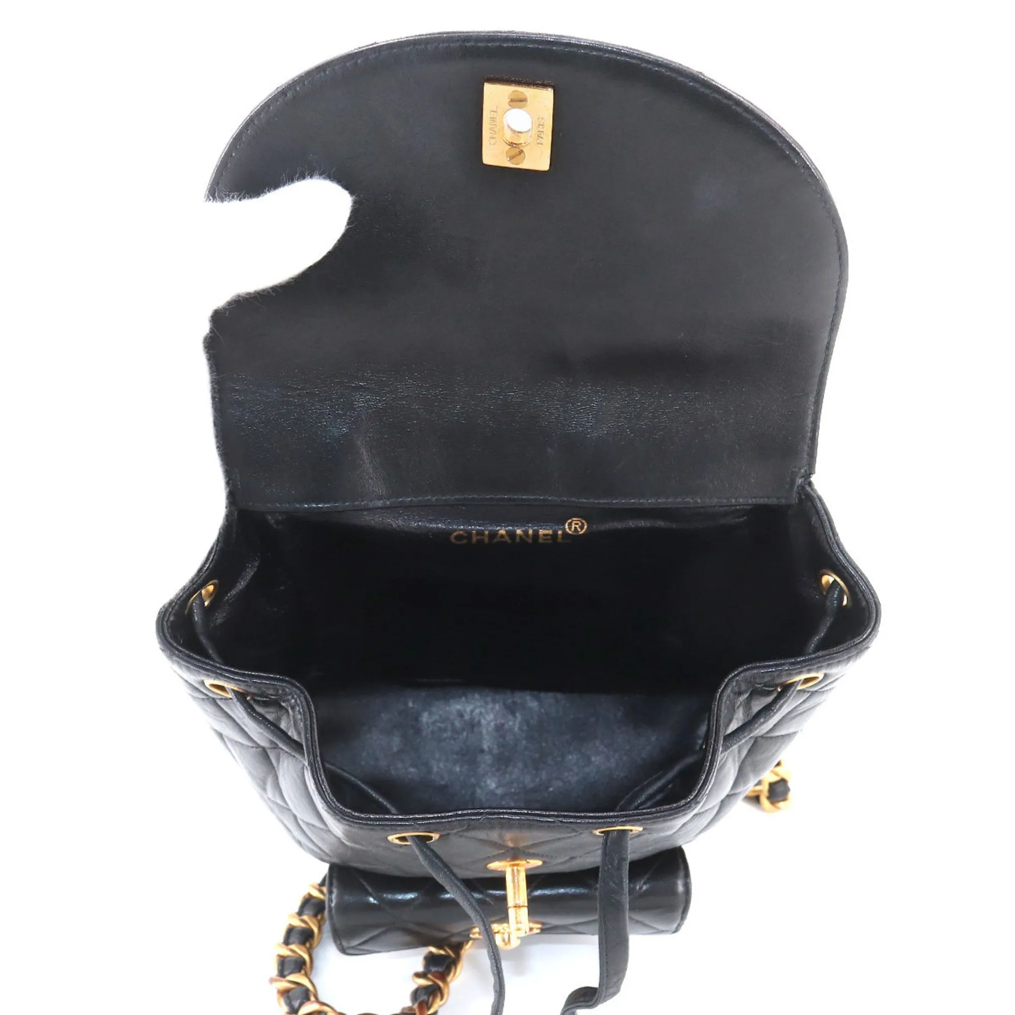 CHANEL Matelasse Chain Backpack Rucksack Leather Black Vintage Gold Hardware duma