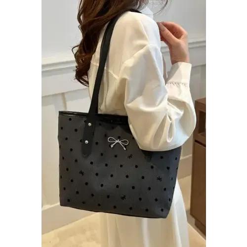 Chic Bow Trim Polyester Tote Bags for Every Occasion