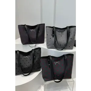Chic Bow Trim Polyester Tote Bags for Every Occasion