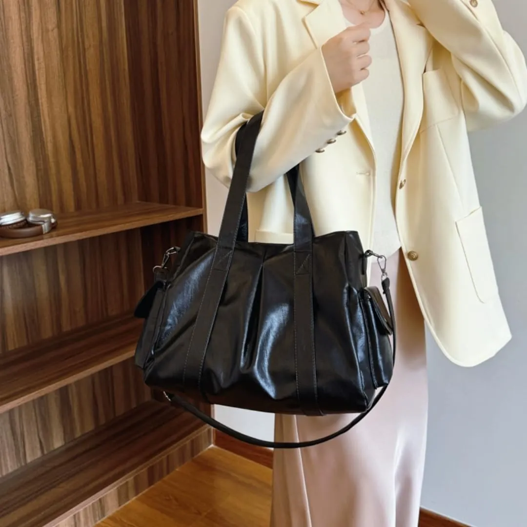Chic Commuter Briefcases for Women, Large Capacity Casual Tote with Detachable, Adjustable Strap & Waterproof Fabric