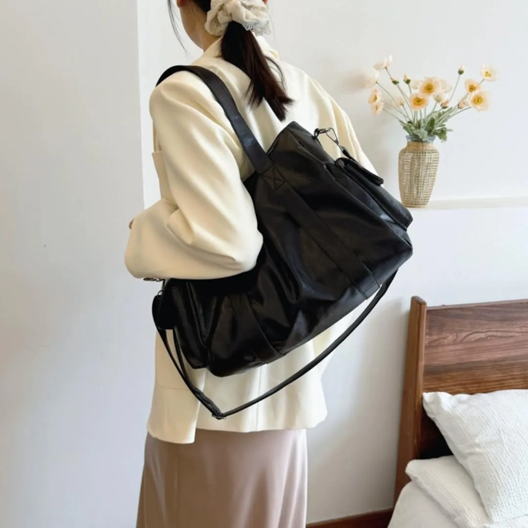 Chic Commuter Briefcases for Women, Large Capacity Casual Tote with Detachable, Adjustable Strap & Waterproof Fabric