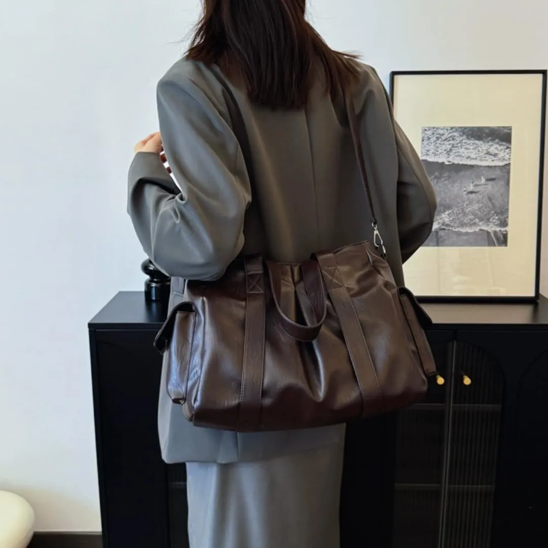 Chic Commuter Briefcases for Women, Large Capacity Casual Tote with Detachable, Adjustable Strap & Waterproof Fabric