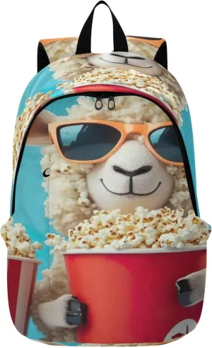 CHIFIGNO Shoulder Casual Womens Backpack Cute Daypack Cool Sheep Sunglasses Popcorn Simple Personal Item Travel Bag