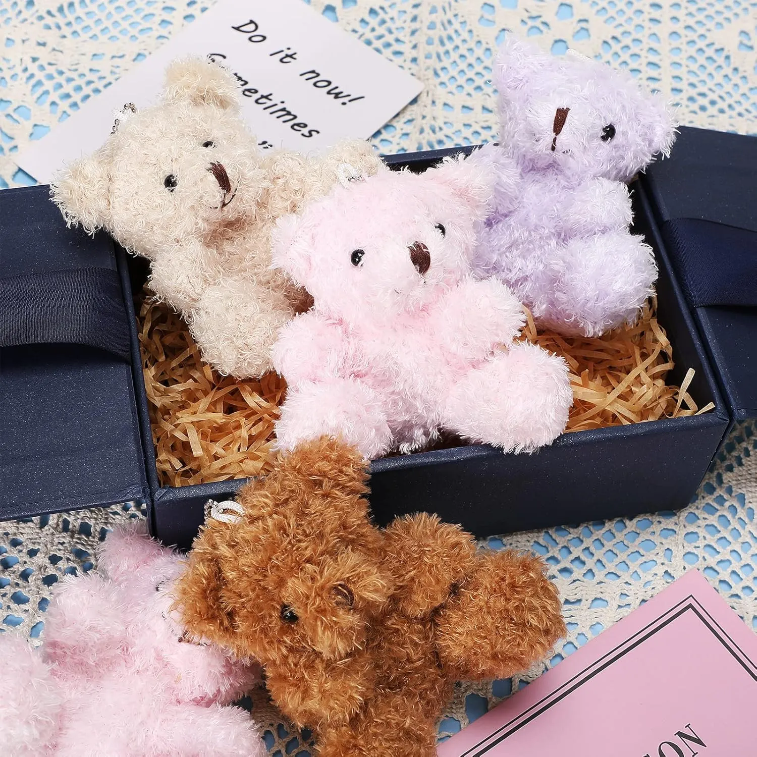 Chivao 20 Pcs Mini Plush Bears 4'' Small Bear Bulk Stuffed Animal Toys Tiny Soft Bear Doll Present Stuffers for Baby Shower Favors Wedding Party(Brown, Apricot, Pink, Purple)
