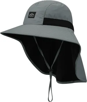 Clakllie Waterproof Wide Brim Sun Hat with Neck Flap UPF 50  Fishing Hats Sun Protection Gardening Safari Hat for Hiking
