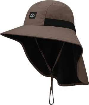 Clakllie Waterproof Wide Brim Sun Hat with Neck Flap UPF 50  Fishing Hats Sun Protection Gardening Safari Hat for Hiking