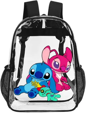 Clear Backpack Heavy Duty PVC Transparent Cartoon Backpack 17" Large Capacity See Through Bag for College