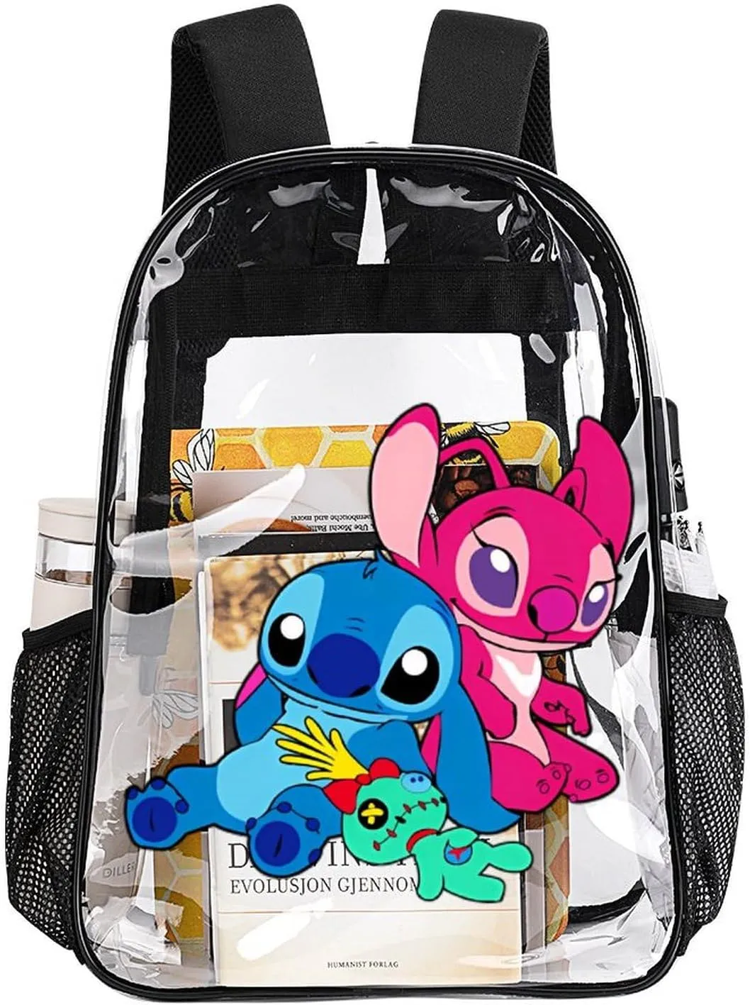 Clear Backpack Heavy Duty PVC Transparent Cartoon Backpack 17" Large Capacity See Through Bag for College