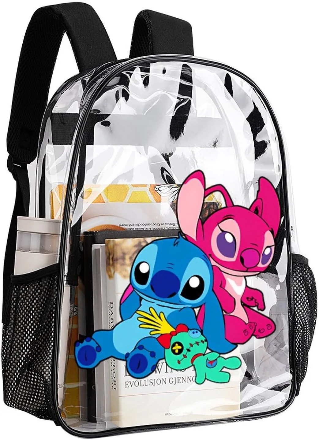 Clear Backpack Heavy Duty PVC Transparent Cartoon Backpack 17" Large Capacity See Through Bag for College