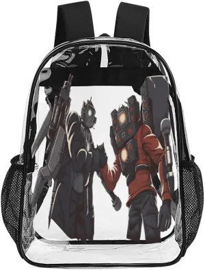 Clear Backpack Heavy Duty PVC Transparent Funny Toi-let Backpack 17"" Large Capacity See Through Bag for Travel, 43x32x13cm, Style-5