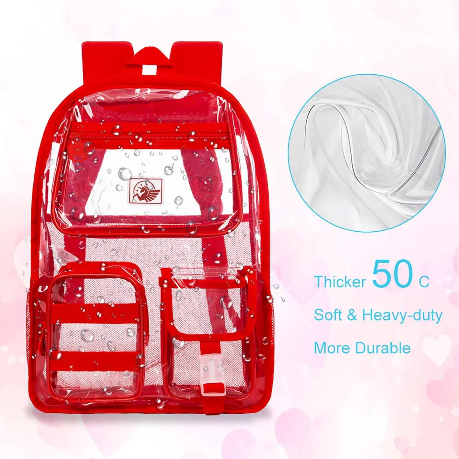 Clear Backpack, Transparent Bookbag Heavy Duty See Through Backpacks