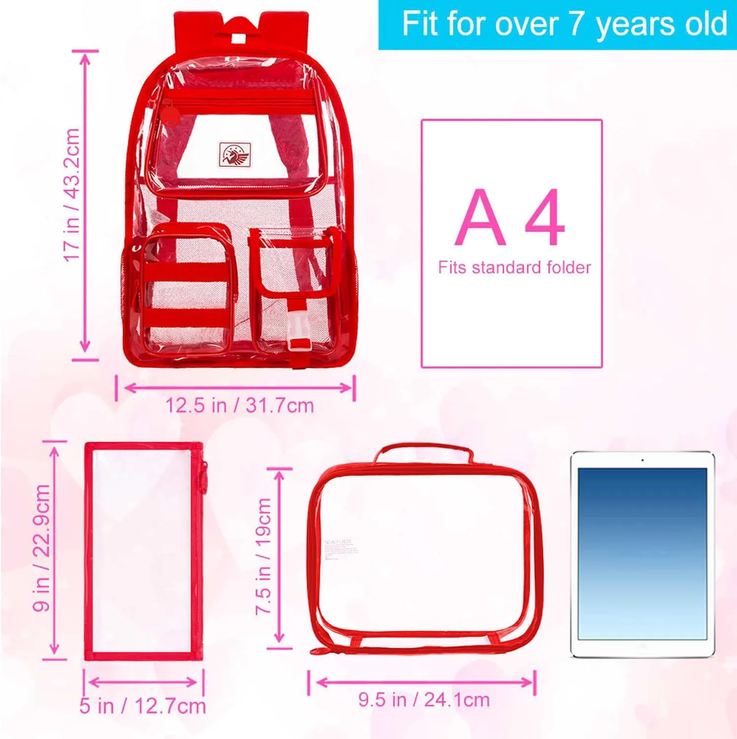 Clear Backpack, Transparent Bookbag Heavy Duty See Through Backpacks