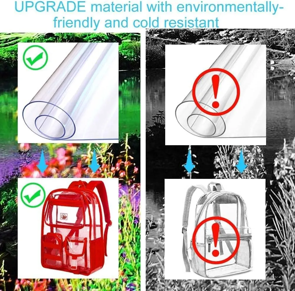 Clear Backpack, Transparent Bookbag Heavy Duty See Through Backpacks