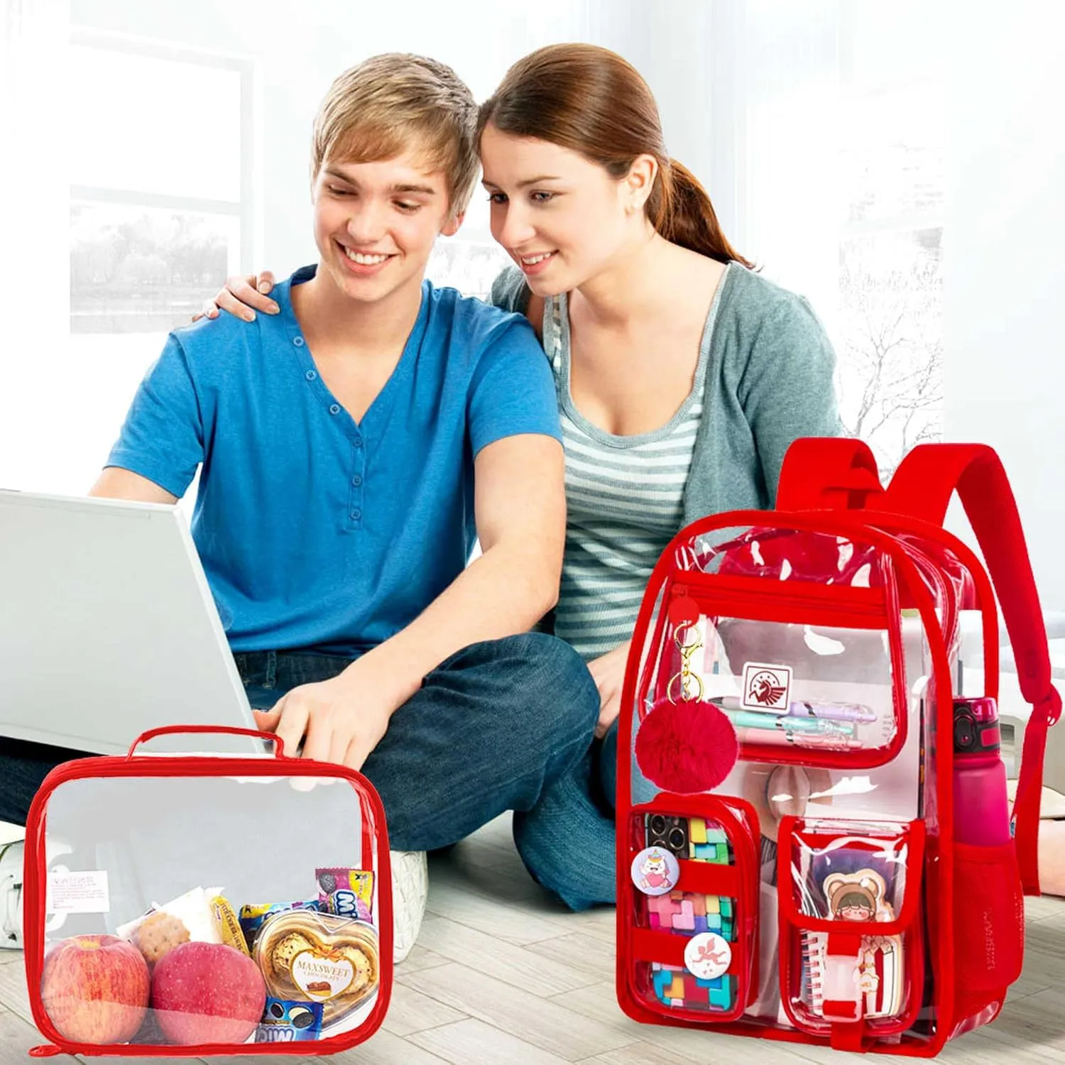 Clear Backpack, Transparent Bookbag Heavy Duty See Through Backpacks