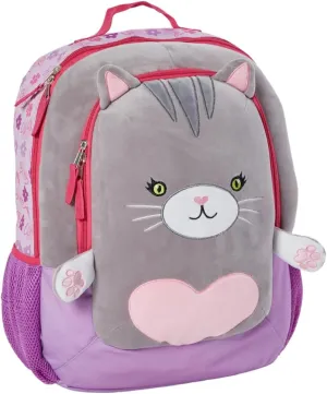CLUB LIBBY LU Cat Backpack for Girls with Soft Plush Front Pocket, 16 inch Squish Buddies