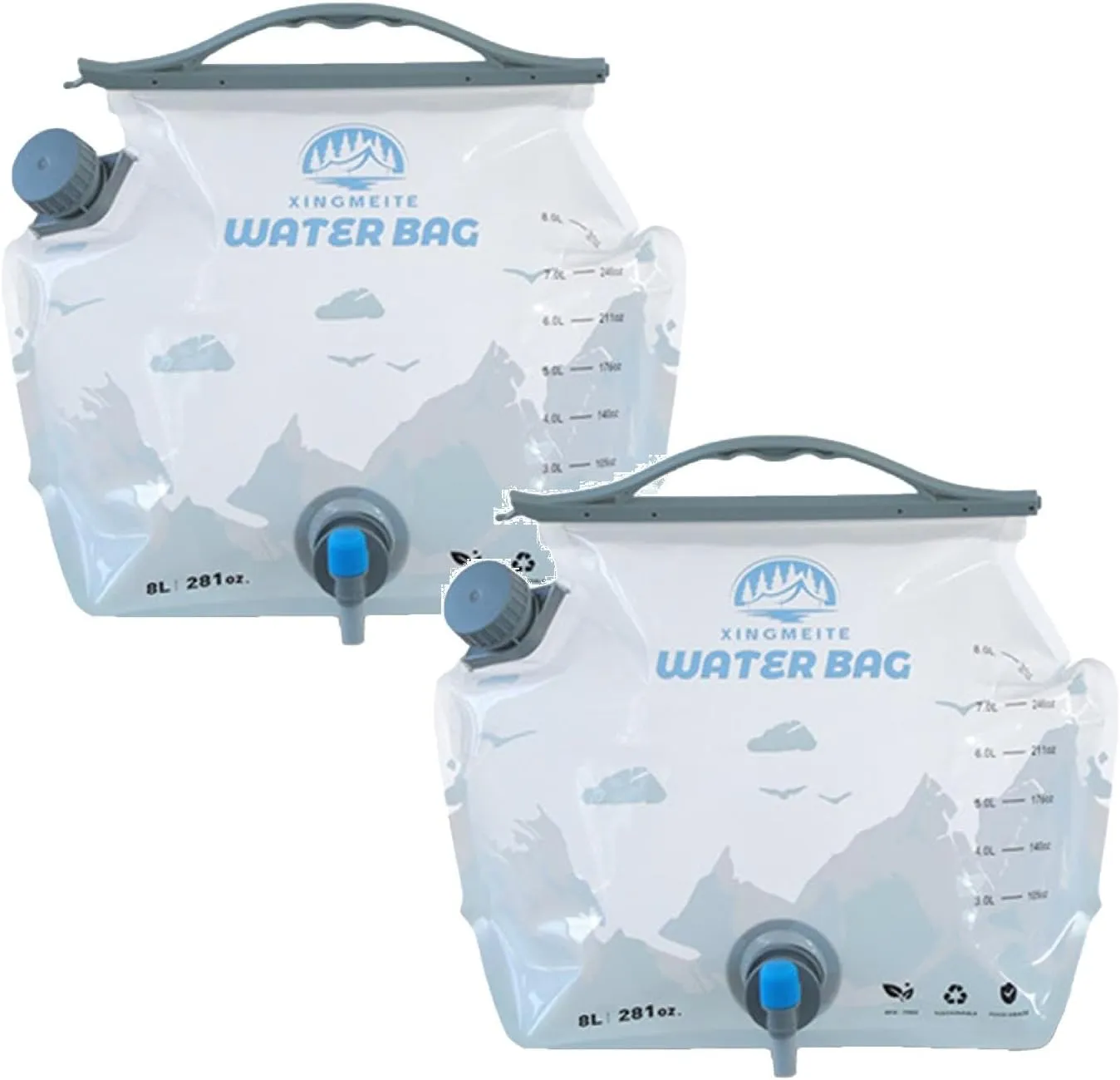 Collapsible Water Container with Faucet - 8L, BPA Free, Large Capacity - Food Grade Water Storage Bag for Camping, Self Driving (2)