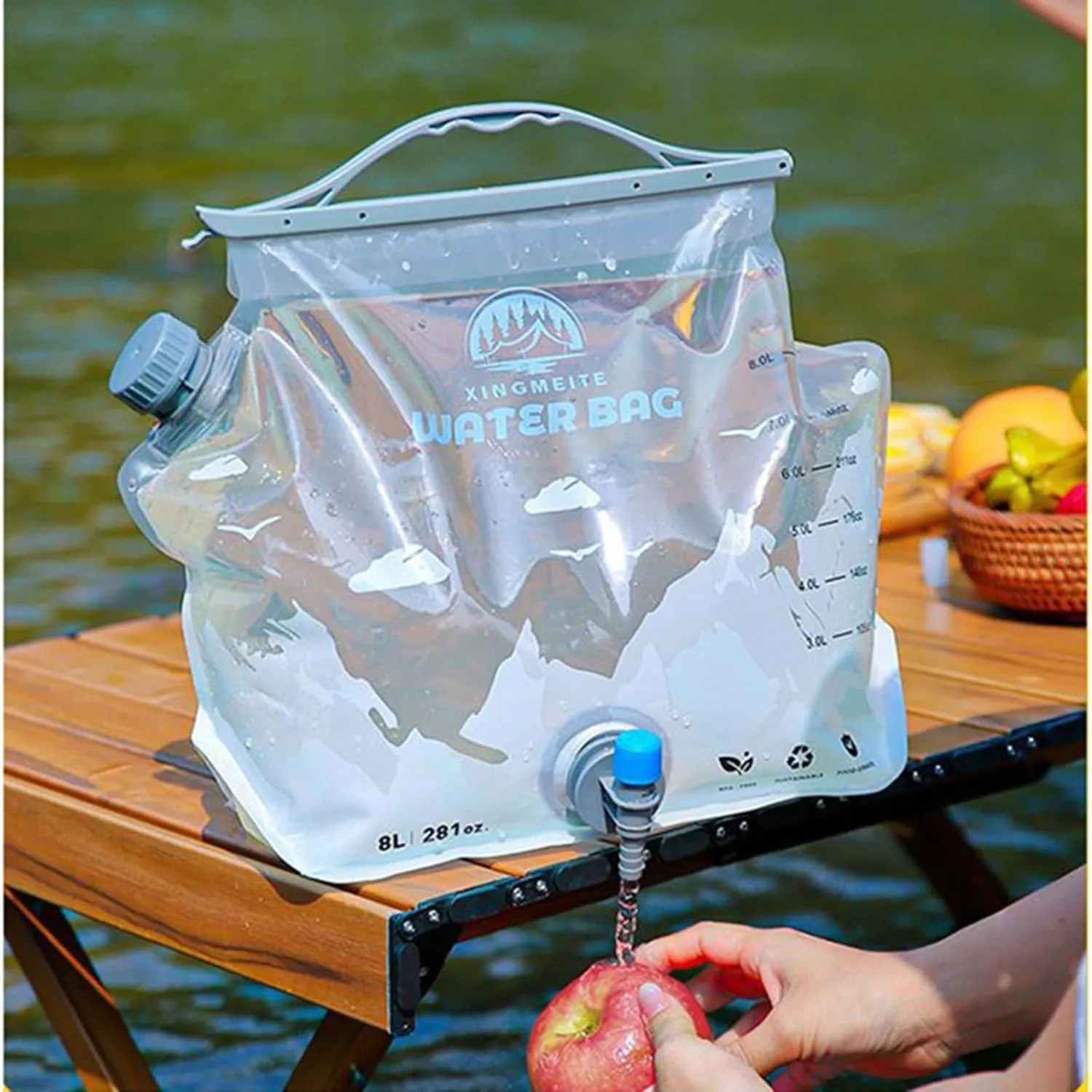 Collapsible Water Container with Faucet - 8L, BPA Free, Large Capacity - Food Grade Water Storage Bag for Camping, Self Driving (2)