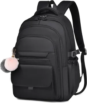 College Backpack Middle High School Bag for Boys Girls Students, Loptop Backpacks 15.6inch, Anti Theft Waterproof Travel Backpack, Lightweight Casual Daypack for Women Men,black