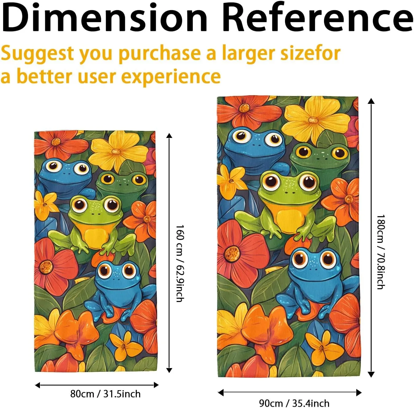 Colorful Amphibian Floral Microfiber Beach Towel Vibrant Green Blue Bath Towel, Quick Dry Absorbent Soft Lightweight Sand Free Beach Blanket, Travel Camping Pool Picnic Essentials 70x35 Inch