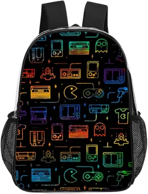 Colorful Game Video Gaming Transparent Fashion Waterproof PVC Transparent Backpack Unisex 17 Inches