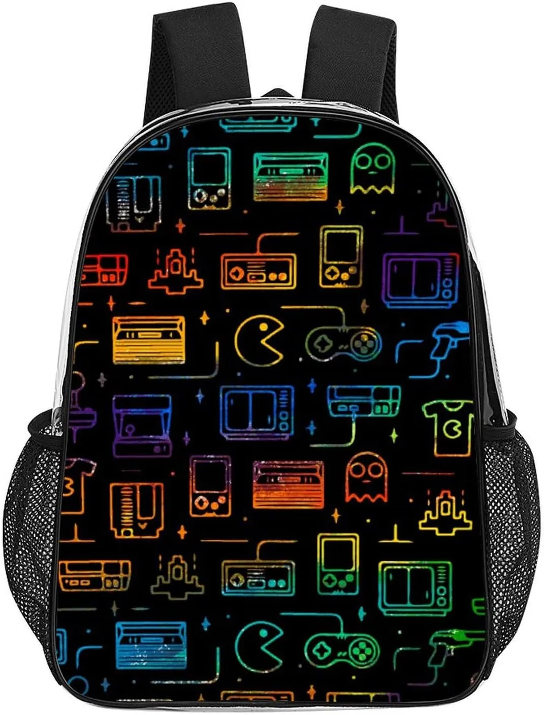 Colorful Game Video Gaming Transparent Fashion Waterproof PVC Transparent Backpack Unisex 17 Inches
