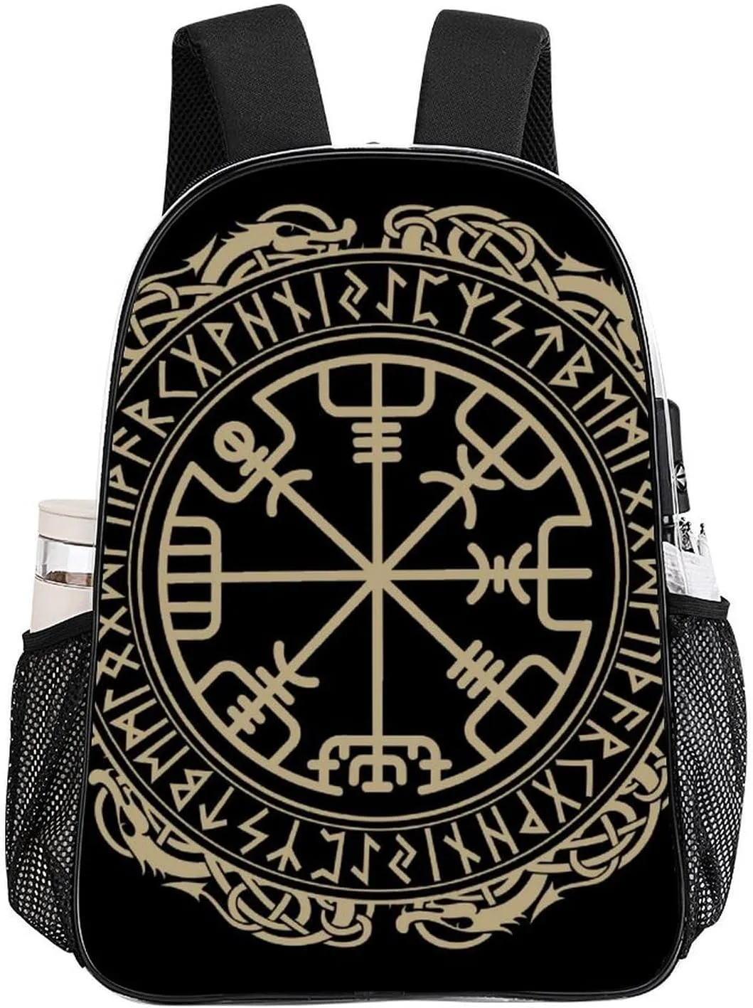 Compass Rune Decorative Circle Transparent Fashion Waterproof PVC Transparent Backpack Unisex 17 Inches