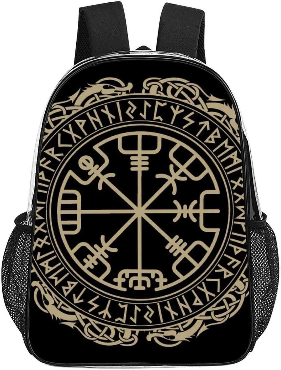 Compass Rune Decorative Circle Transparent Fashion Waterproof PVC Transparent Backpack Unisex 17 Inches
