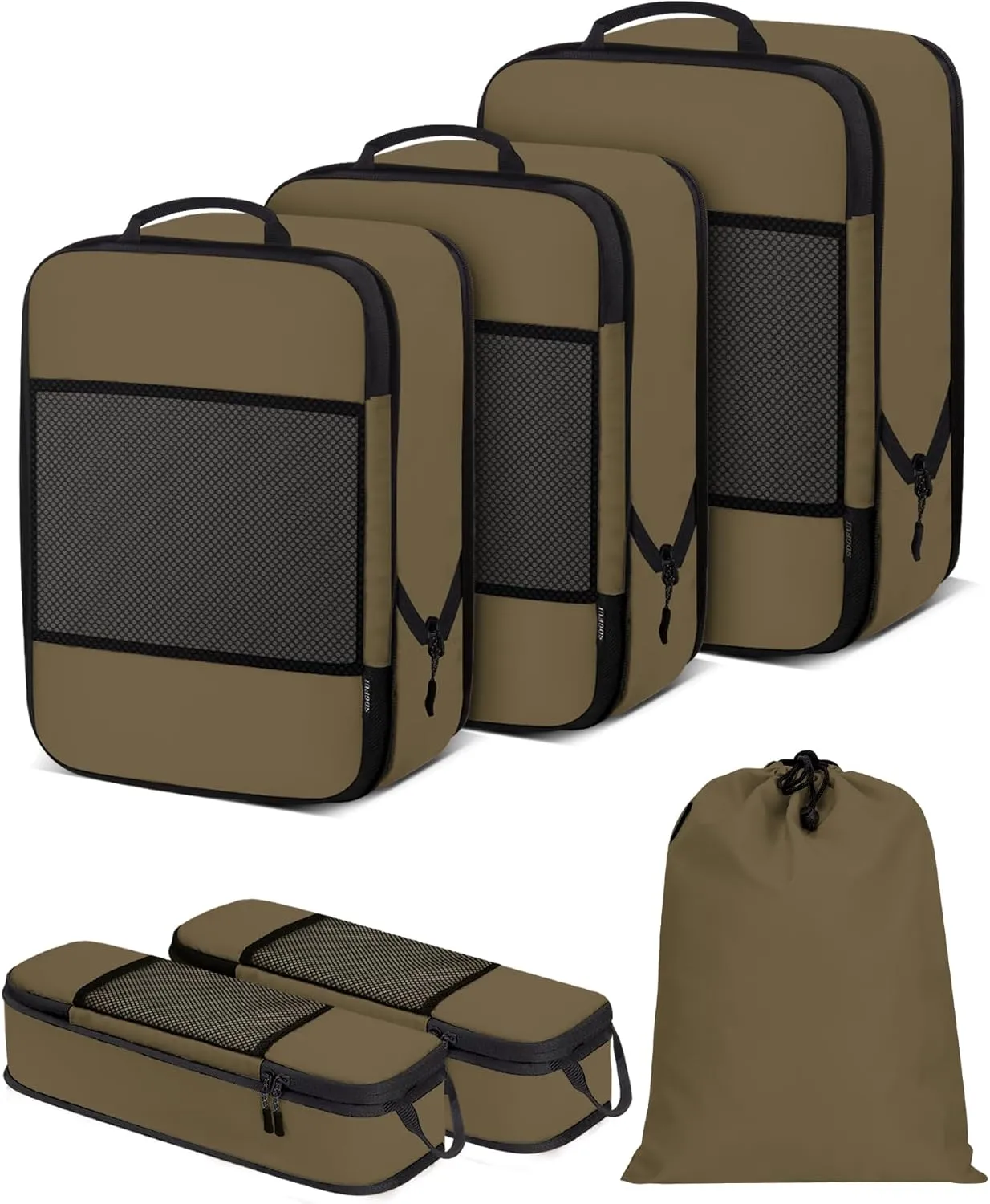 Compression Packing Cubes 4-Set Space Saver with Vacuum-Free Compression Expandable Luggage Organizer for Carry-On