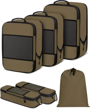 Compression Packing Cubes 4-Set Space Saver with Vacuum-Free Compression Expandable Luggage Organizer for Carry-On
