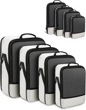 Compression Packing Cubes 4-Set Space Saver with Vacuum-Free Compression Expandable Luggage Organizer for Carry-On