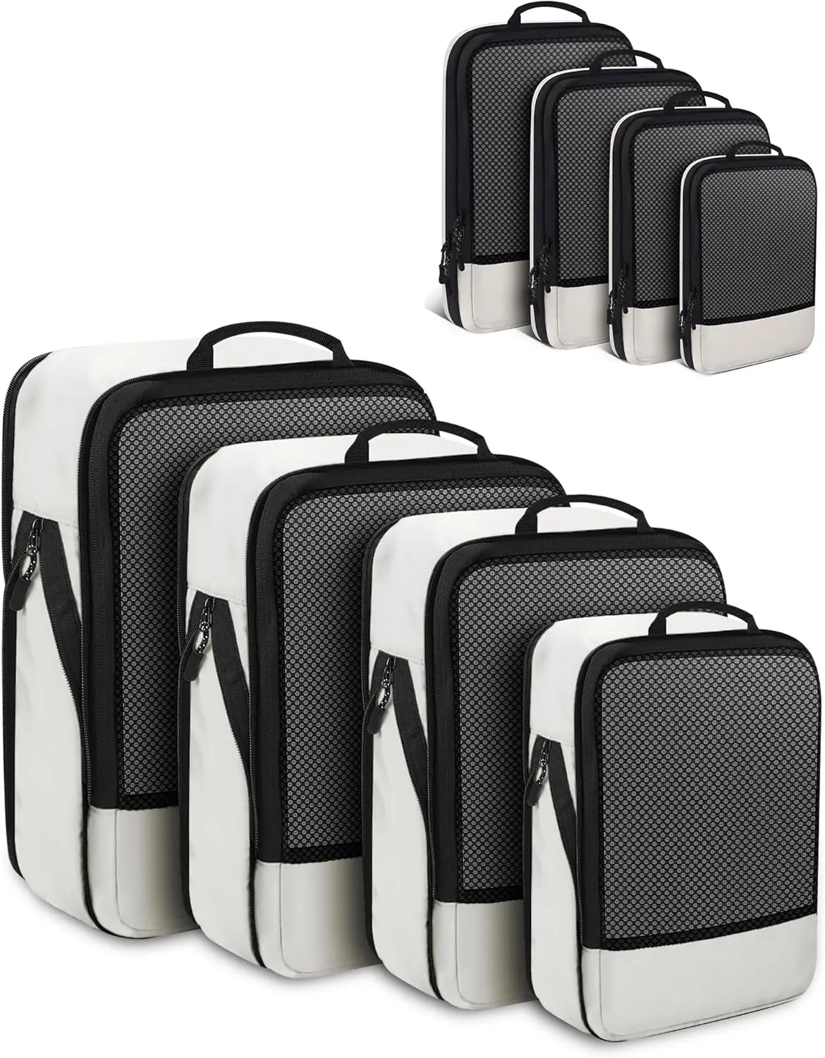 Compression Packing Cubes 4-Set Space Saver with Vacuum-Free Compression Expandable Luggage Organizer for Carry-On