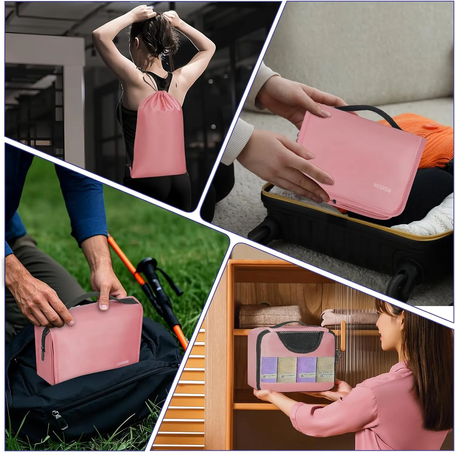 Compression Packing Cubes for Travel, 8 Set Packing Cubes for Suitcases, Breathable Mesh Travel Bags Organizer for Luggage Lightweight Vacation Essentials Accessories (Pink)