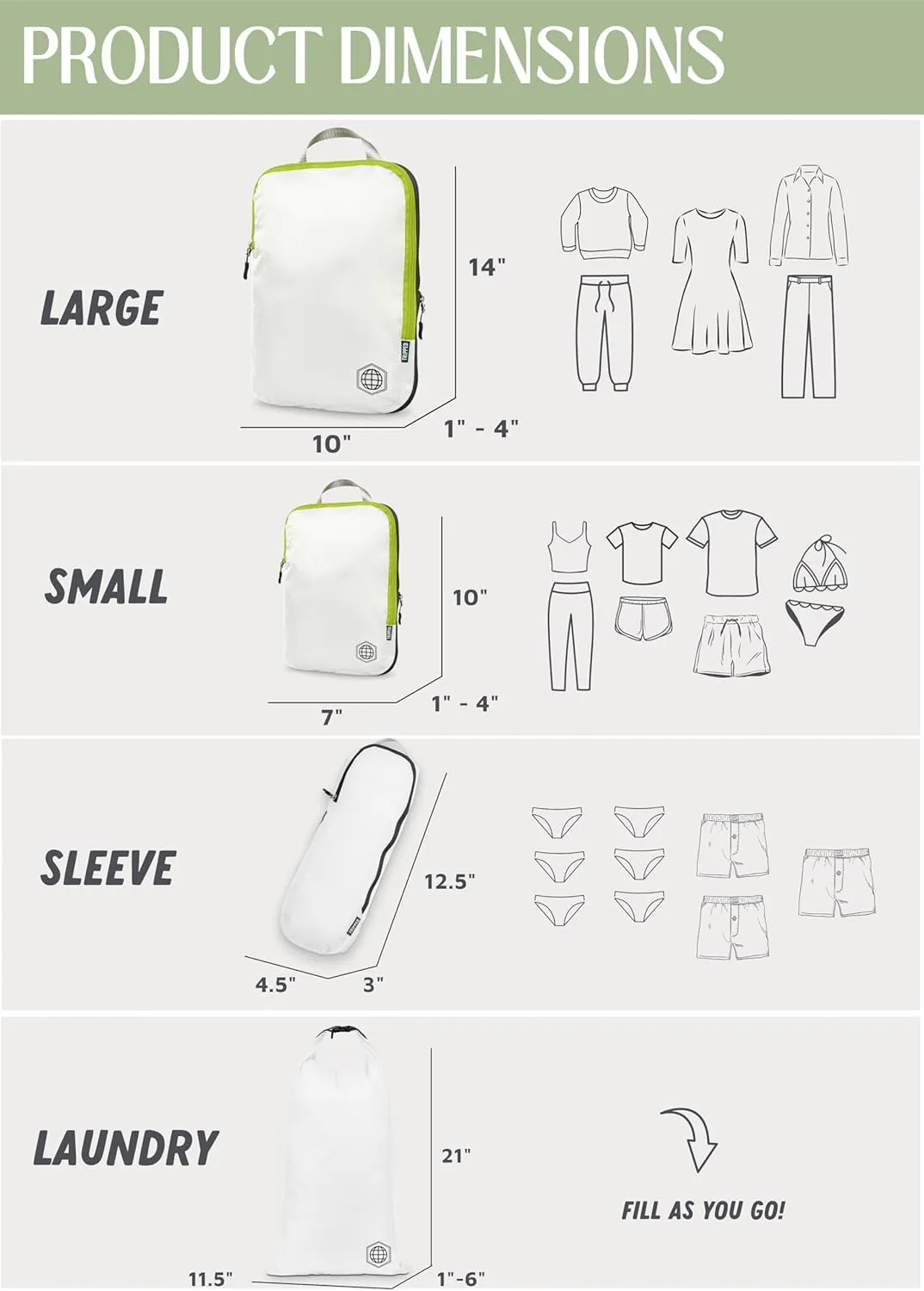 Compression Packing Cubes for Travel - Luggage and Backpack Organizer Packaging Cubes for Clothes by TRIPPED Travel Gear