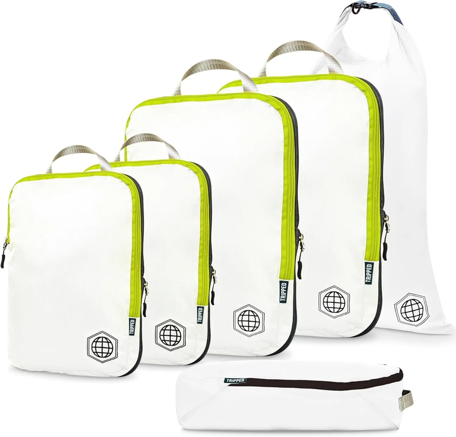 Compression Packing Cubes for Travel - Luggage and Backpack Organizer Packaging Cubes for Clothes by TRIPPED Travel Gear