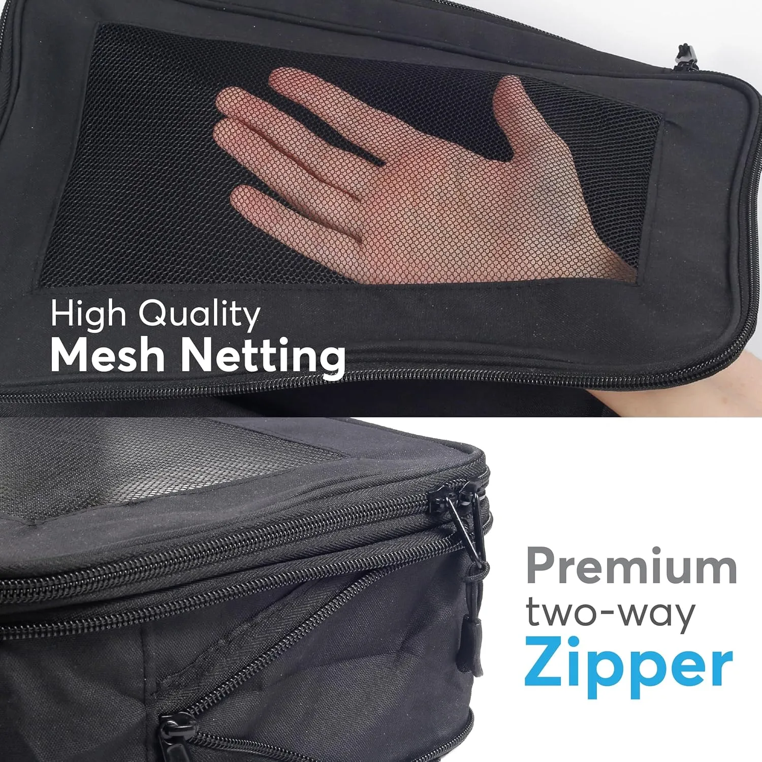 Compression Packing Cubes - Set of 4 Lightweight Packing Cubes Compression for Suitcase Organizer - Maximize Your Luggage Space with Our Travel Organizer Included Drawstring Bag (Black)