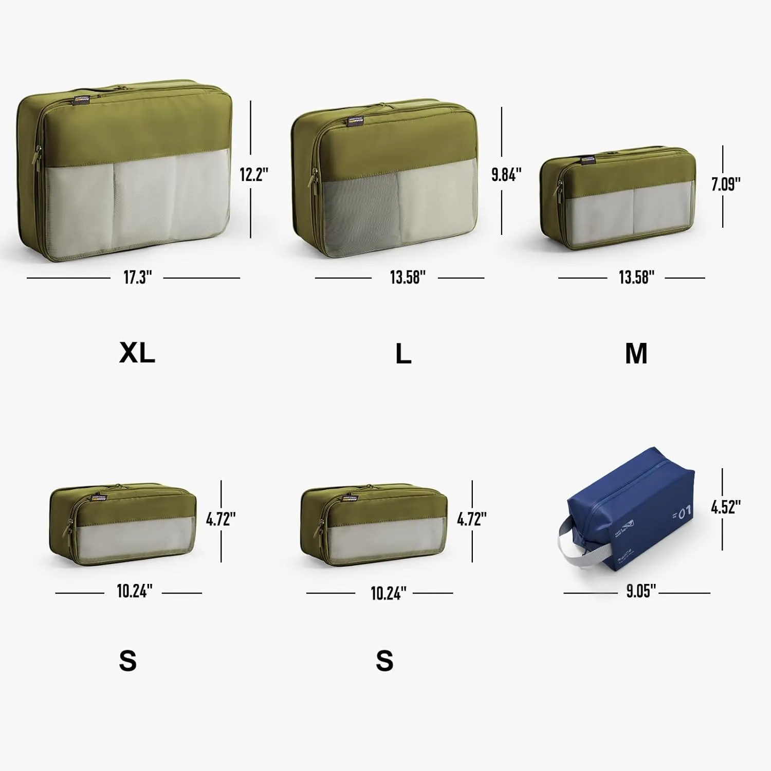 Compression Travel Packing Cubes, 6 Set Expandable Luggage Organizer Bags, Durable Travel Accessories for Suitcases, Backpacks, and Carry-Ons (Army Green)